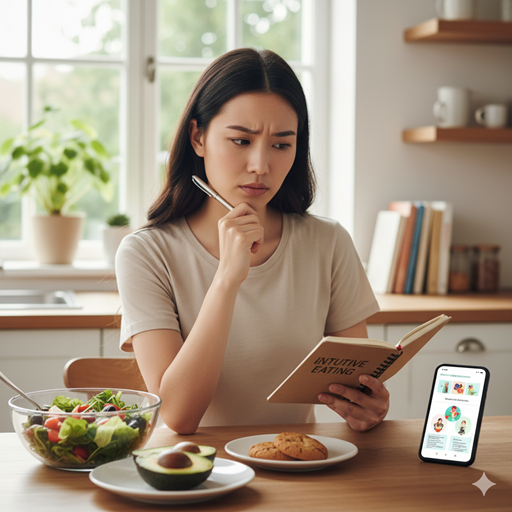 젊은 여성이 어떤 궁금증을 품고 있는 이미지