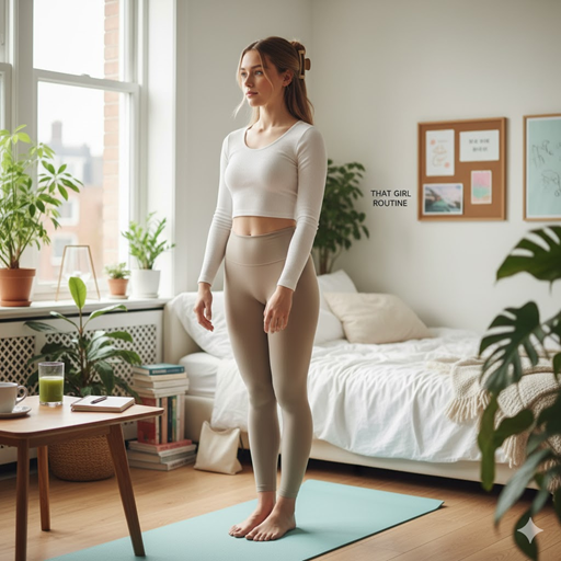 댓 걸 루틴을 하는 젊은 여성 이미지