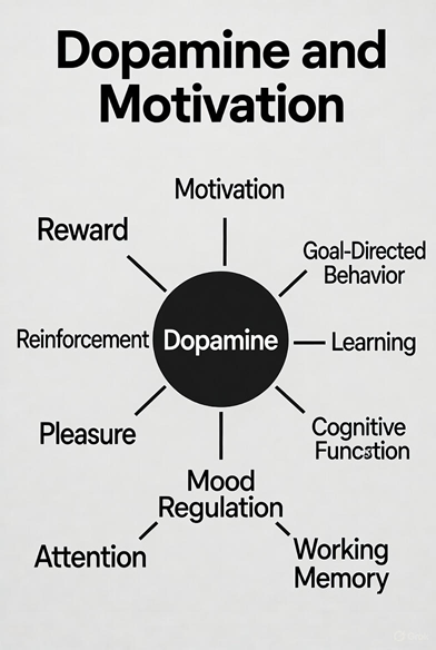 도파민과 동기부여에 대한 개념도 이미지