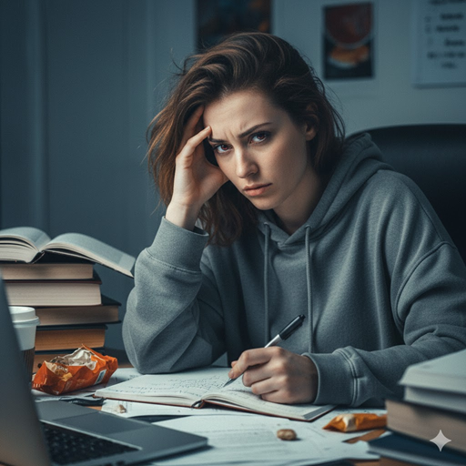 만성 스트레스에 지친 젊은 여성 이미지