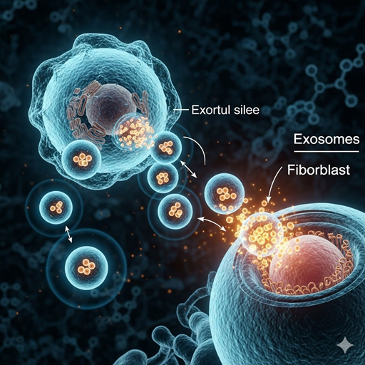 엑소좀의 원리를 표현하는 상상 이미지