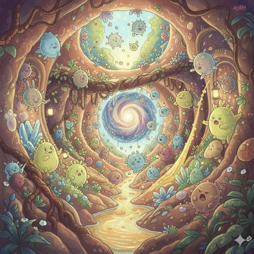 장내 미생물 상상 만화 이미지