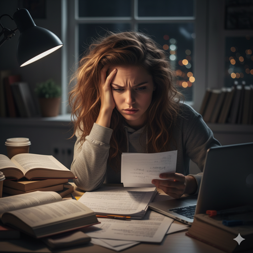 젊은 여성이 스트레스를 받고 있는 이미지