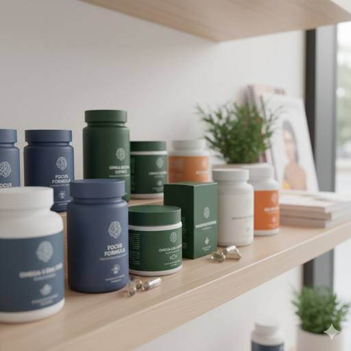 누트로픽스 보충제 제품들의 실사 이미지