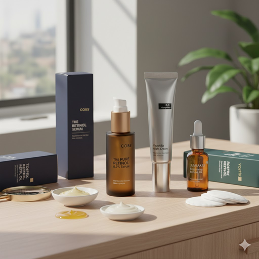 레티놀 제품들의 실제 실사 이미지