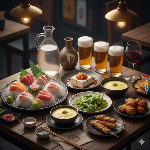 술과 안주의 실사 이미지